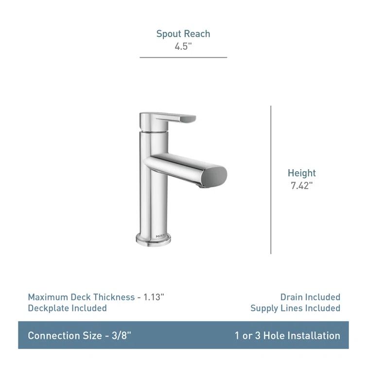 Moen Meena Single Hole Bathroom Faucet with Drain Assembly