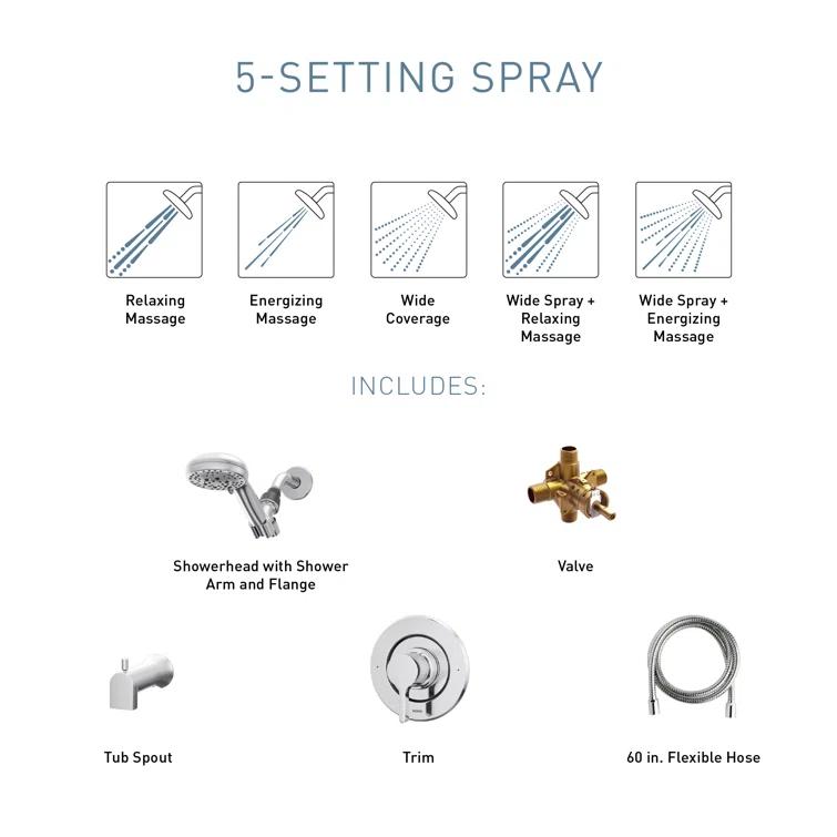 Beric Tub & Shower Faucet with Handheld Showerhead, Valve Included