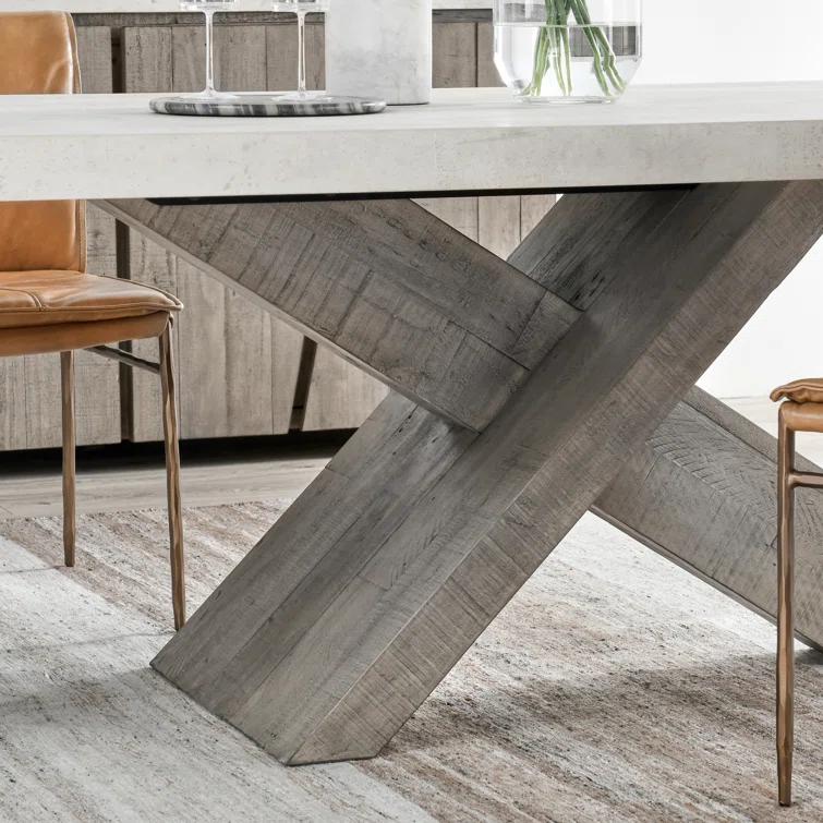 Durant Cream & Gray Reclaimed Wood 84" Rectangular Dining Table