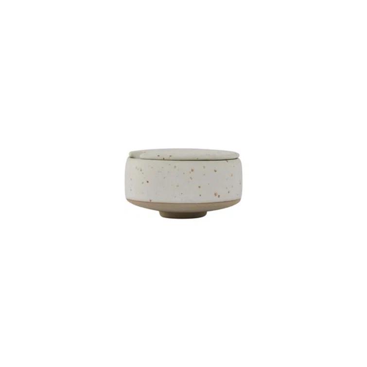 Hagi White and Light Brown Stoneware Sugar Bowl