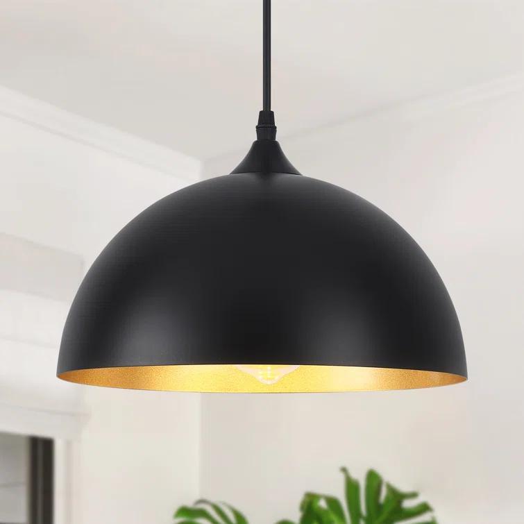 Danialah 1 - Light 11.81" Industrial Dome Single Pendant with Metal Dome Shade for Kitchen Island Dinning Room