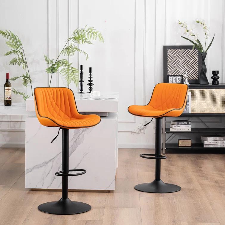 Zager Swivel Adjustable Height Bar Stools, Leather Upholstered Counter Stools, Modern Pub Stool