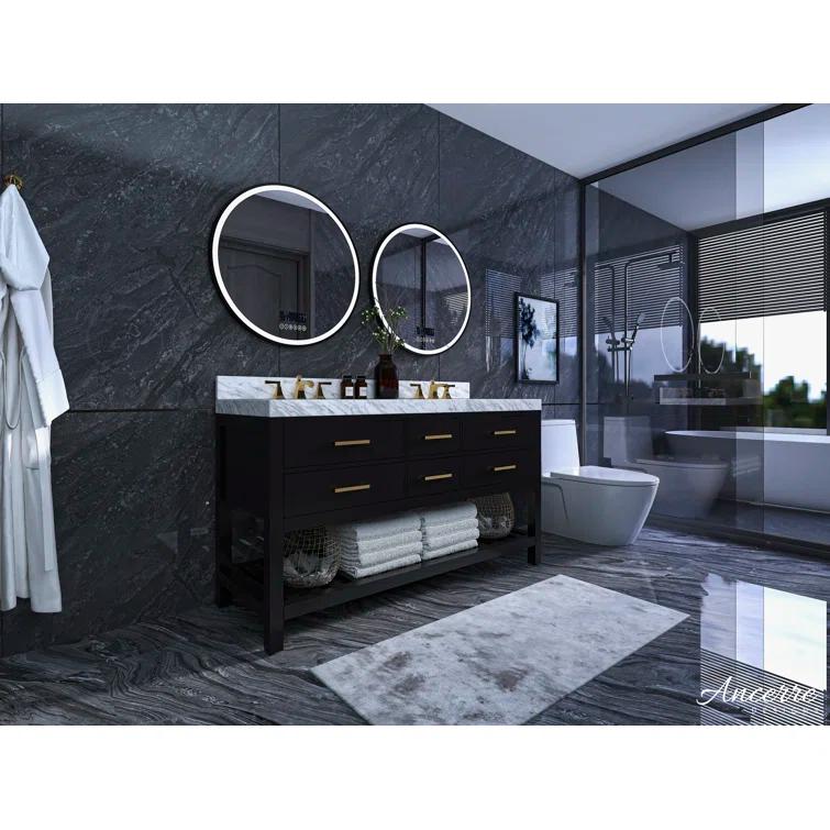 Ancerre Designs Elizabeth 60" Bathroom Vanity Set with Gold Hardware in White