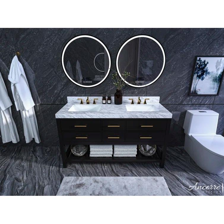 Ancerre Designs Elizabeth 60" Bathroom Vanity Set with Gold Hardware in White
