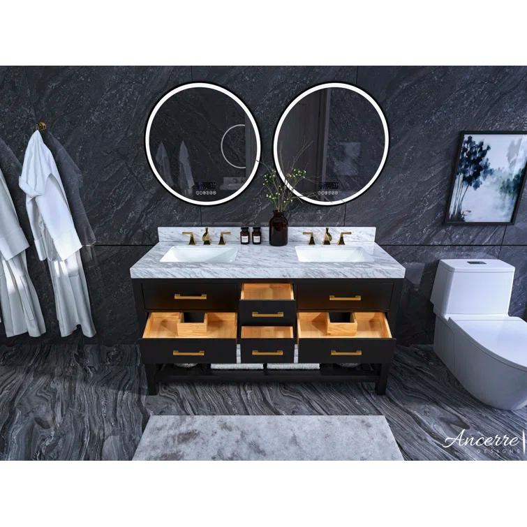 Ancerre Designs Elizabeth 60" Bathroom Vanity Set with Gold Hardware in White