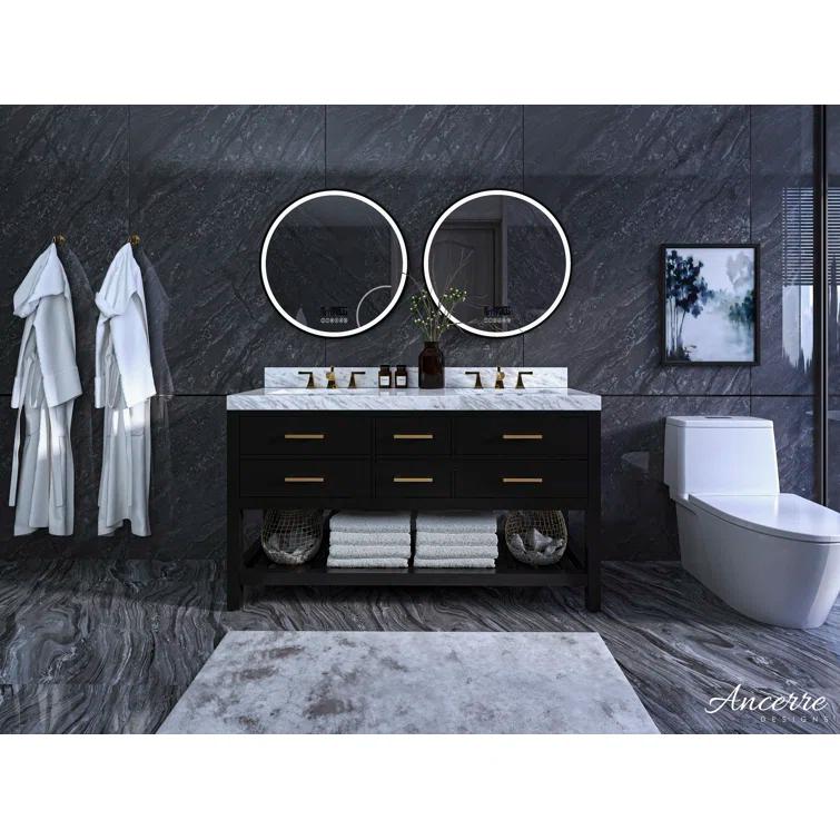 Ancerre Designs Elizabeth 60" Bathroom Vanity Set with Gold Hardware in White