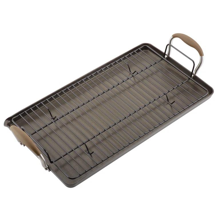Anolon Advanced Home 10"x18" Double Burner Griddle Bronze: Nonstick, Hard Anodized, Oven-Safe, Silicone Handle