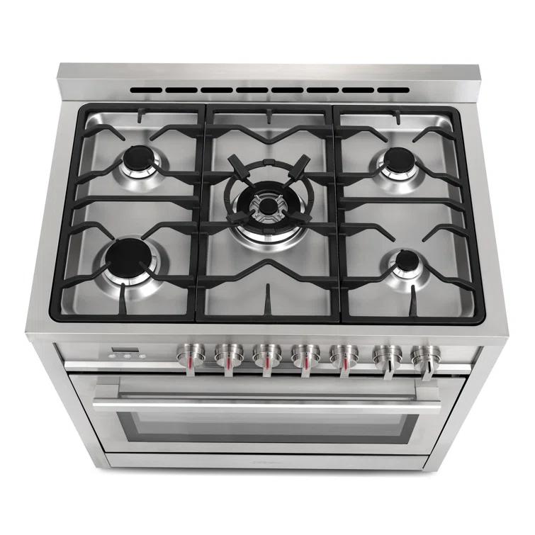 F965 Series 36 in. Stellar Collection 3.8 cu. ft. Dual Fuel Range, 5 Sealed Burners, 8 Function Convection Oven in Stainless Steel