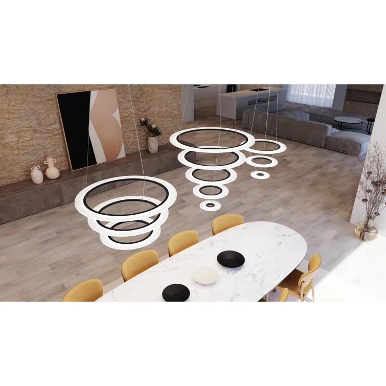 Arctic Rings 3 - Light Acrylic Dimmable LED Tiered Chandelier