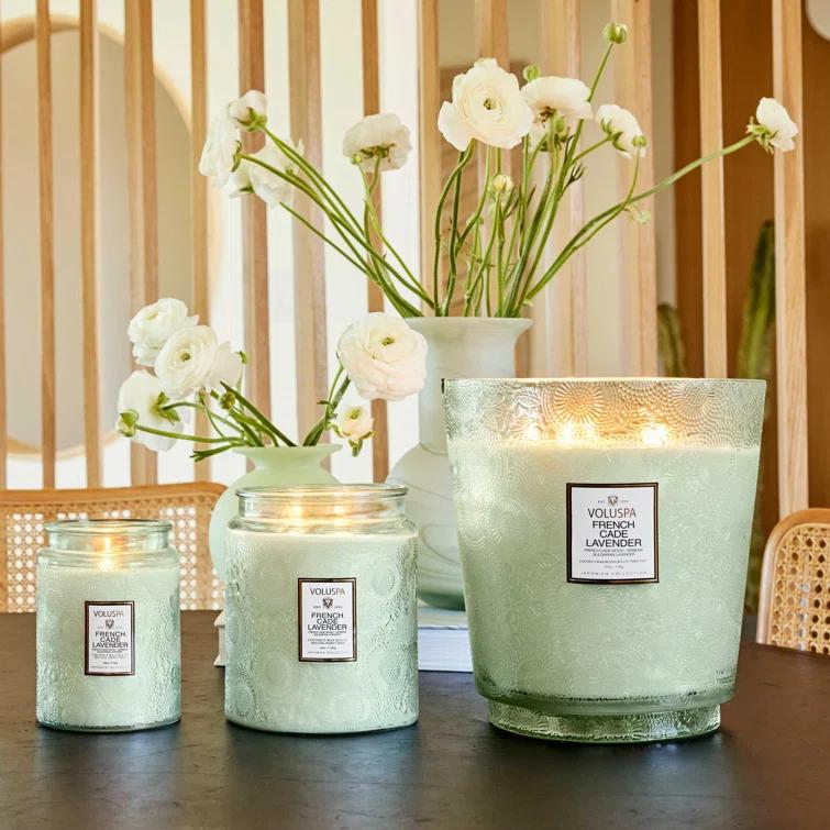 French Cade Lavender Embossed Glass 5-Wick Candle