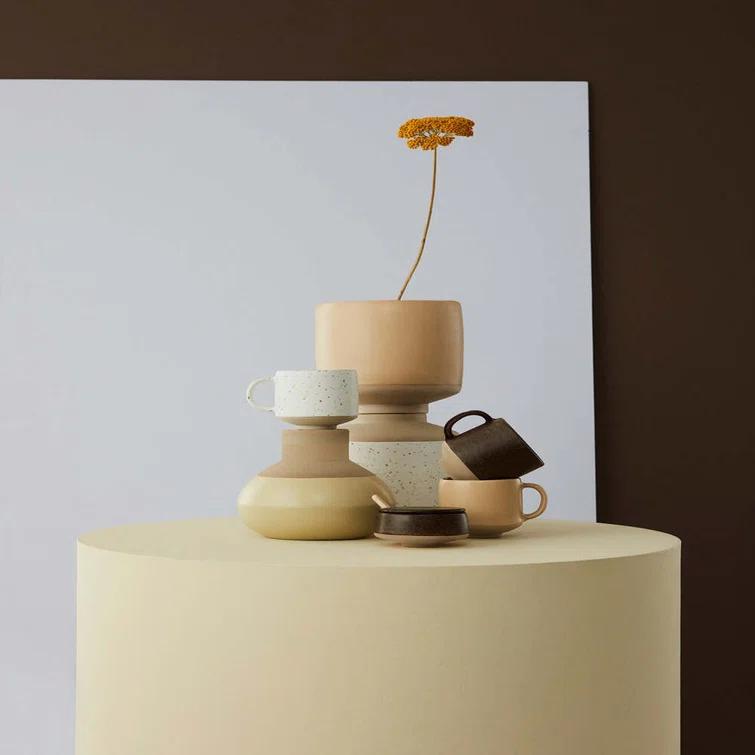 Hagi White and Light Brown Stoneware Sugar Bowl