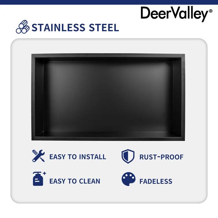 25" W × 14" H Stainless Steel Wall Niche Rectangular Recessed Shower Niche