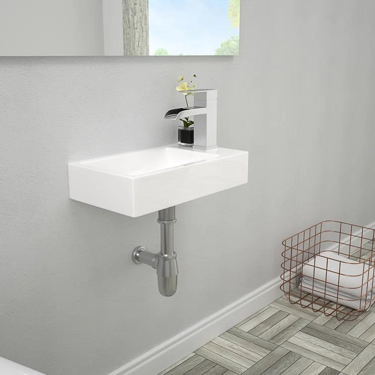 Lordear LGP1810-11 Lordear 10'' White Ceramic Rectangular Bathroom Sink