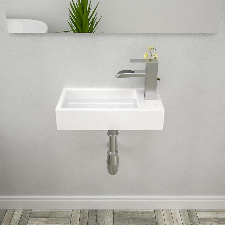 Lordear LGP1810-11 Lordear 10'' White Ceramic Rectangular Bathroom Sink