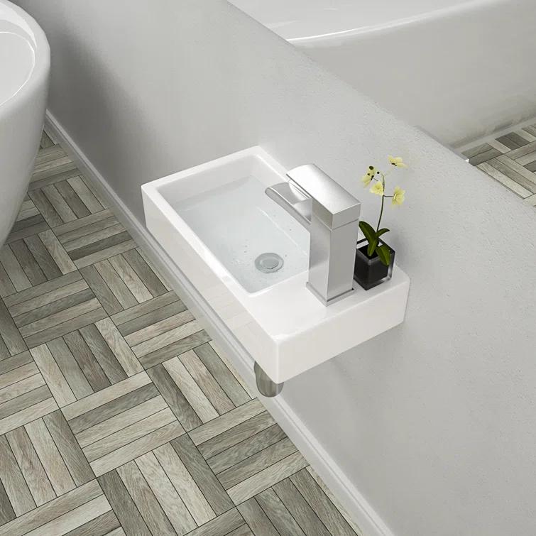 Lordear LGP1810-11 Lordear 10'' White Ceramic Rectangular Bathroom Sink