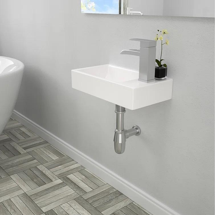 Lordear LGP1810-11 Lordear 10'' White Ceramic Rectangular Bathroom Sink