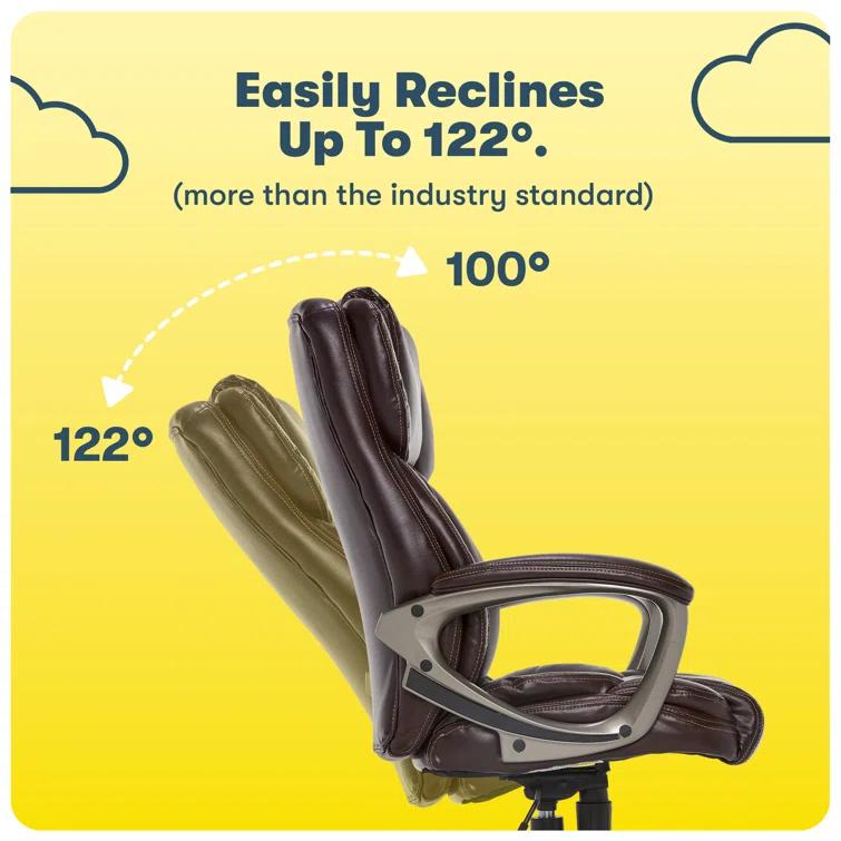 Serta Serta Garret Executive Office Chair, Ergonomic Lumbar Support, Semi-Plush Cushion, Body Pillows