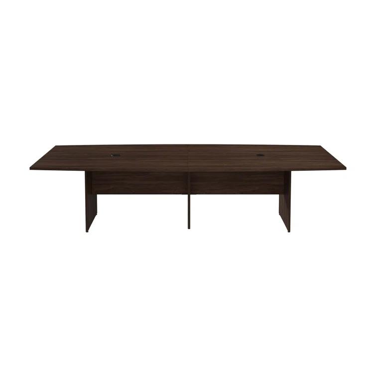 BBF 120W x 48D Boat Shaped Conference Table with Wood Base