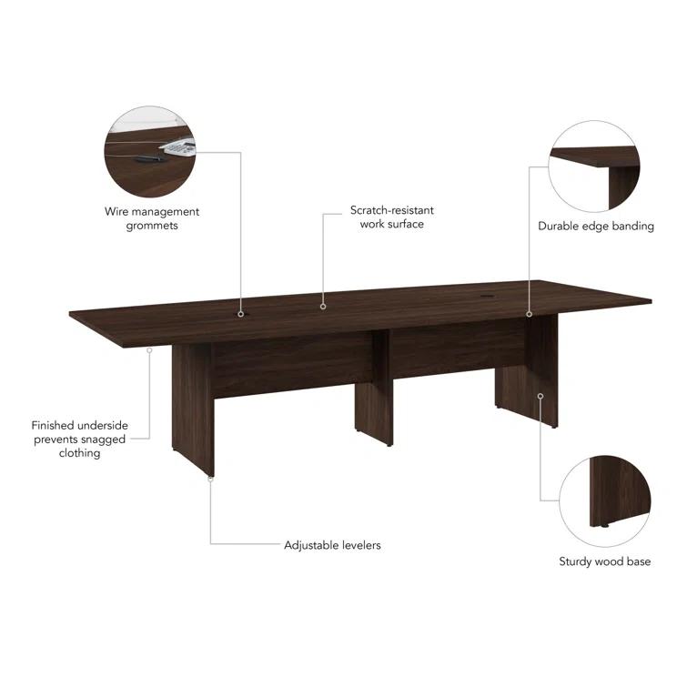 BBF 120W x 48D Boat Shaped Conference Table with Wood Base