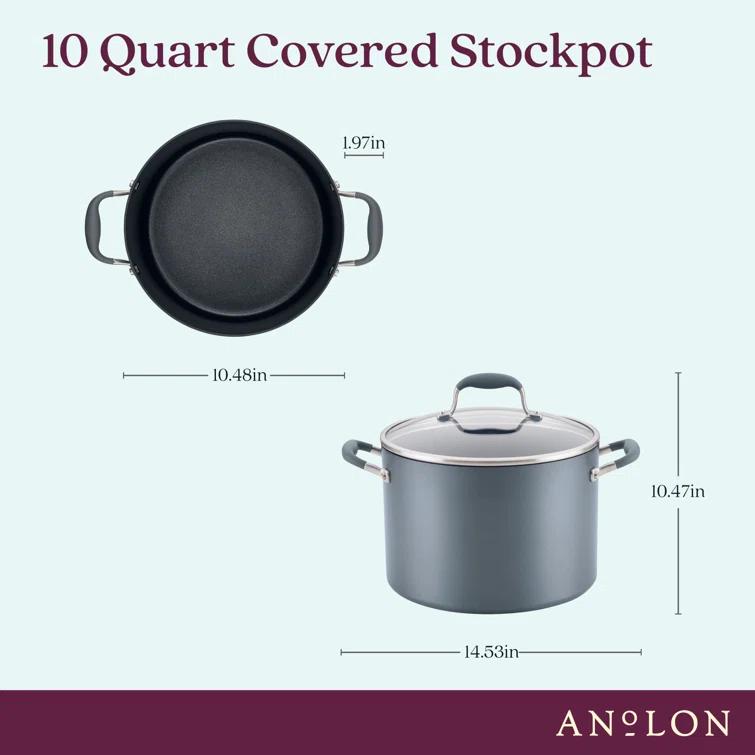 Anolon Anolon Advanced Home Hard Anodized Nonstick Stockpot With Lid, 10 Quart