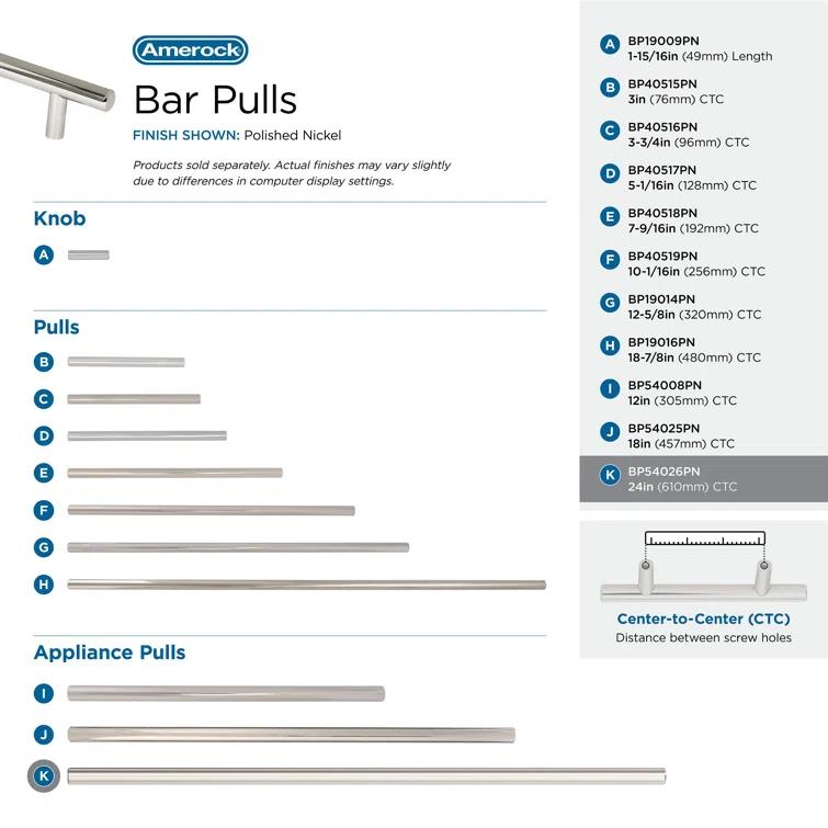 Bar Pulls Center to Center Bar Pull