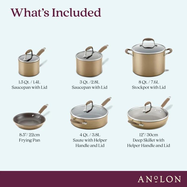 Anolon Anolon Advanced Home Hard Anodized Nonstick Cookware Set, 11 Piece