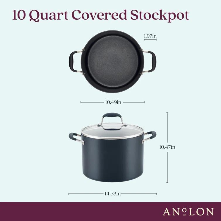 Anolon Anolon Advanced Home Hard Anodized Nonstick Stockpot With Lid, 10 Quart