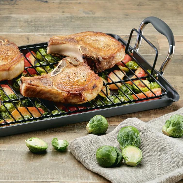 Anolon Advanced Home 10"x18" Double Burner Griddle Bronze: Nonstick, Hard Anodized, Oven-Safe, Silicone Handle