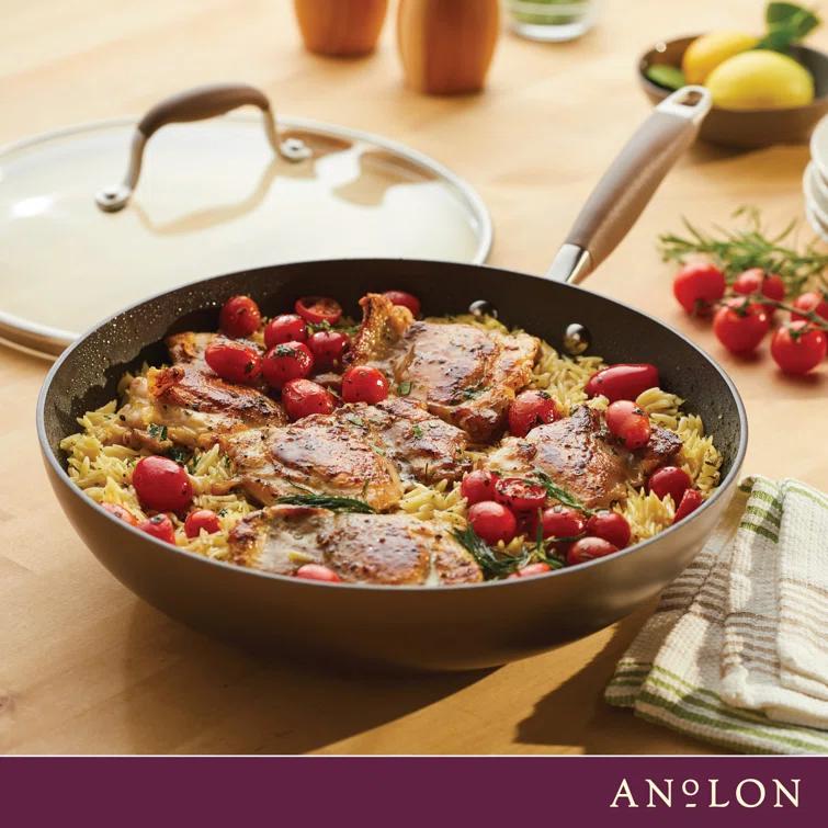 Anolon Anolon Advanced Home Hard Anodized Nonstick Deep Frying Pan / Skillet with Lid, 12 Inch