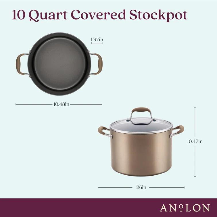 Anolon Anolon Advanced Home Hard Anodized Nonstick Stockpot With Lid, 10 Quart