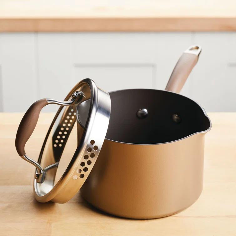 Anolon Anolon Advanced Home Hard Anodized Nonstick Saucepan With Straining Lid, 2 Quart