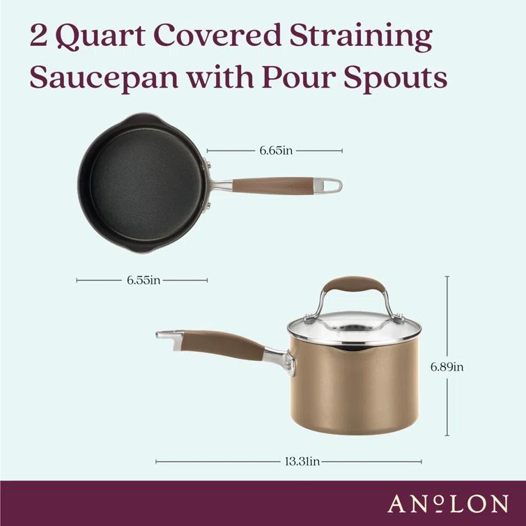 Anolon Anolon Advanced Home Hard Anodized Nonstick Saucepan With Straining Lid, 2 Quart