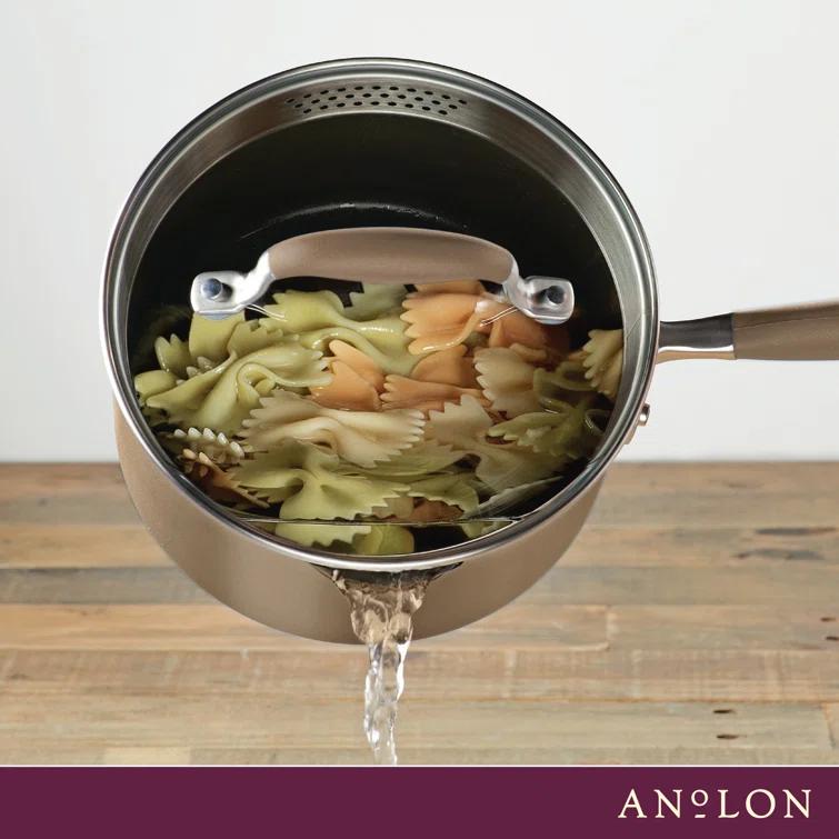 Anolon Anolon Advanced Home Hard Anodized Nonstick Saucepan With Straining Lid, 2 Quart