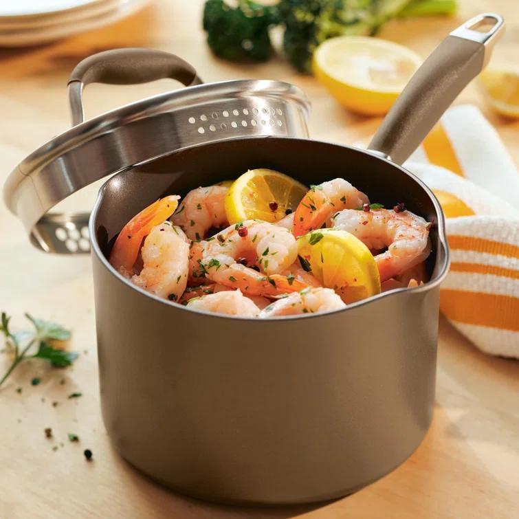 Anolon Advanced Home Hard Anodized Nonstick Saucepan With Straining Lid, 2 Quart
