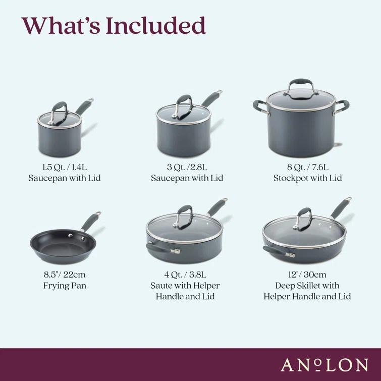 Anolon Anolon Advanced Home Hard Anodized Nonstick Cookware Set, 11 Piece
