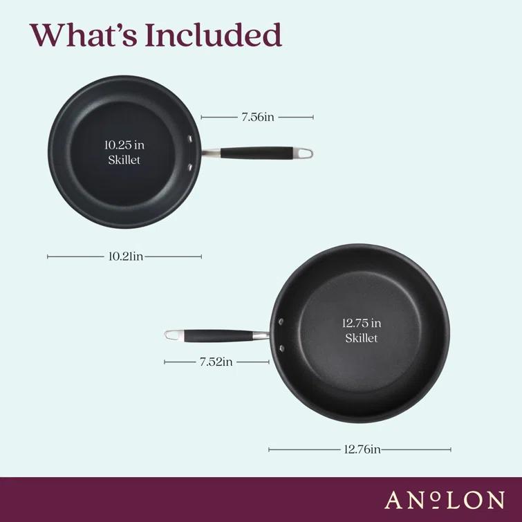 Anolon Advanced Home Hard Anodized Nonstick Frying Pan Set, 10.25 Inch And 12.75 Inch, 2-Piece