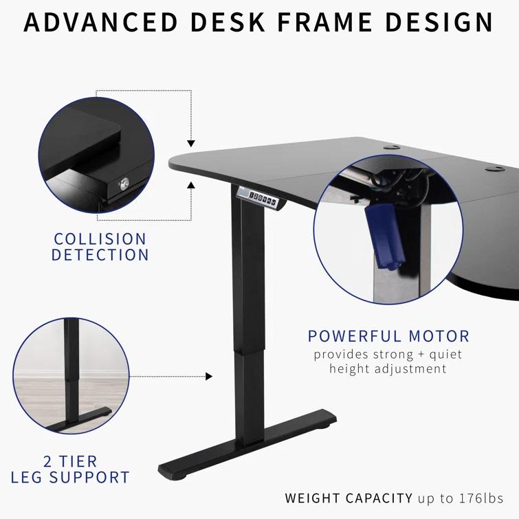 VIVO Single Motor Electric Desk with Push Button Memory Controller