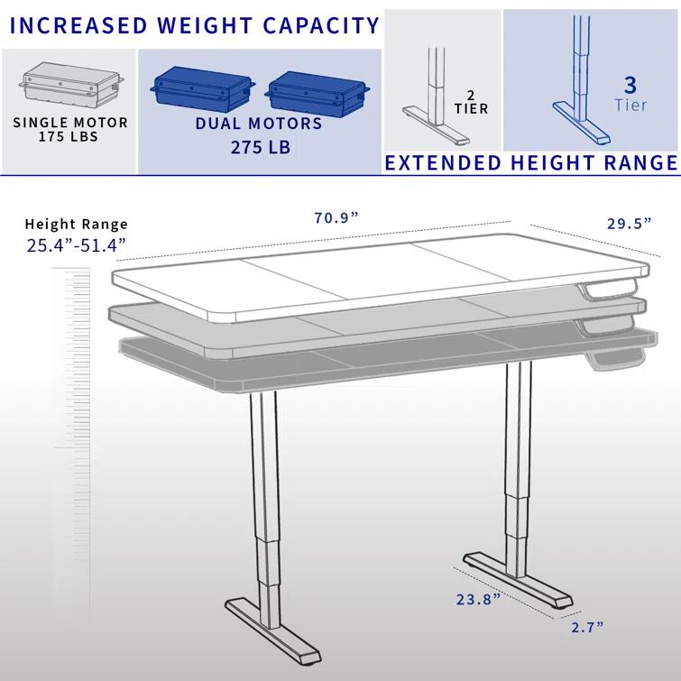 Vivo Electric 71" x 30" Stand Up Desk Workstation, 2B7B Series