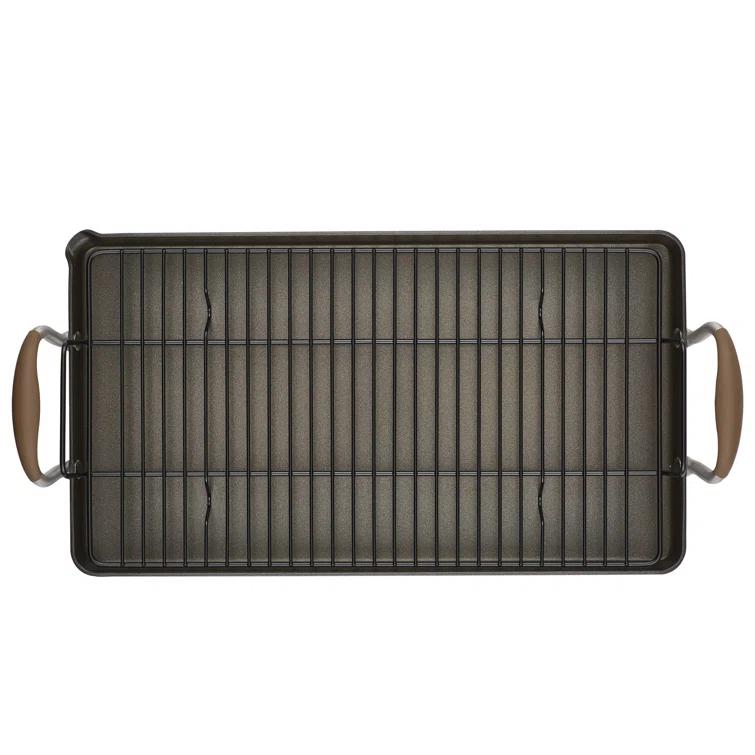 Anolon Advanced Home 10"x18" Double Burner Griddle Bronze: Nonstick, Hard Anodized, Oven-Safe, Silicone Handle