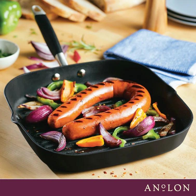 Anolon Anolon Advanced Home Hard Anodized Nonstick Deep Square Grill / Griddle Pan With Pour Spouts,11 Inch