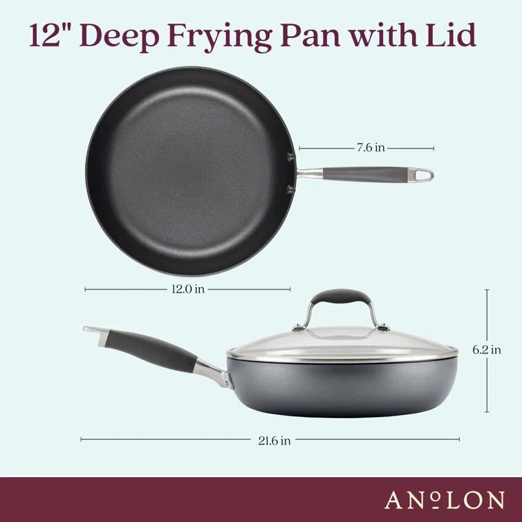 Anolon Anolon Advanced Home Hard Anodized Nonstick Deep Frying Pan / Skillet with Lid, 12 Inch