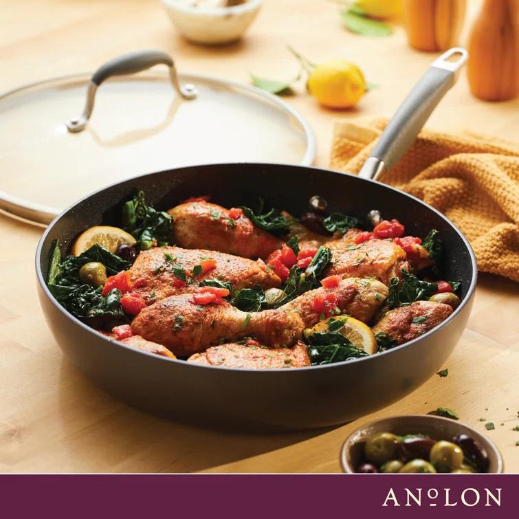 Anolon Anolon Advanced Home Hard Anodized Nonstick Deep Frying Pan / Skillet with Lid, 12 Inch
