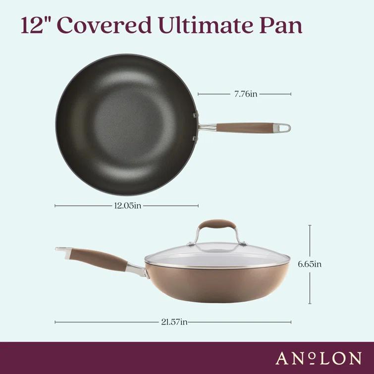 Anolon Anolon Advanced Home Hard Anodized Nonstick Deep Frying Pan / Skillet with Lid, 12 Inch