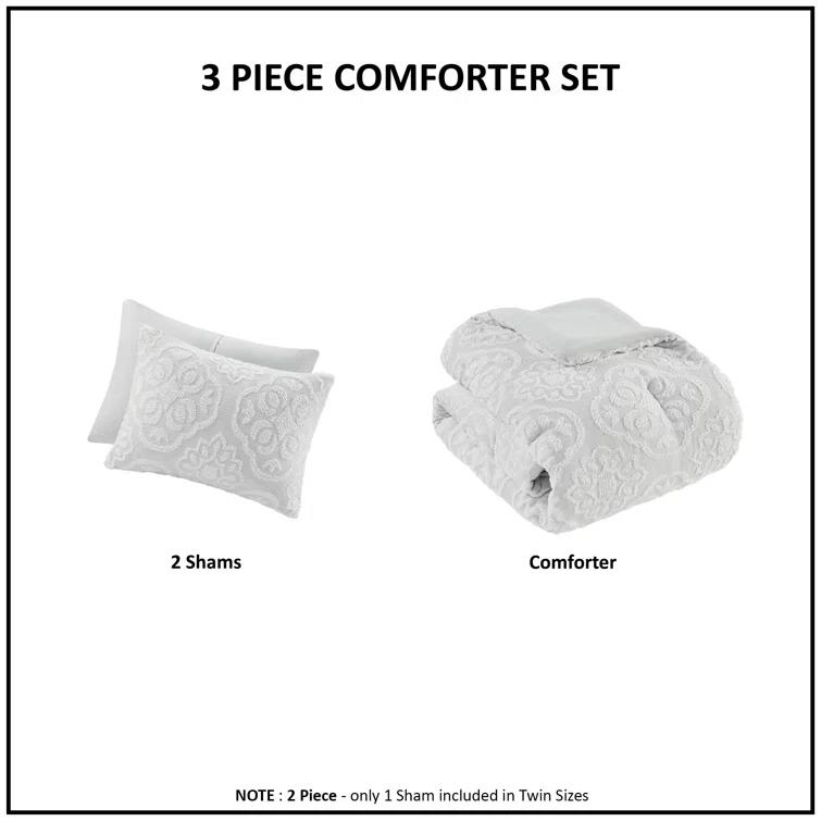 510 Design Everly 3 Piece Tufted Woven Medallion Comforter Set