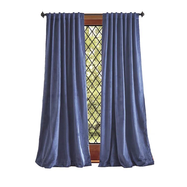 Martha Stewart Lucca Velvet Solid Max Blackout Rod Pocket Curtain Panel Pair (Set of 2) (Set of 2)