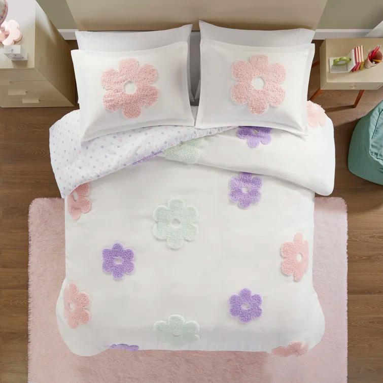 Gracie Floral Reversible Tufted Chenille Duvet Cover Set