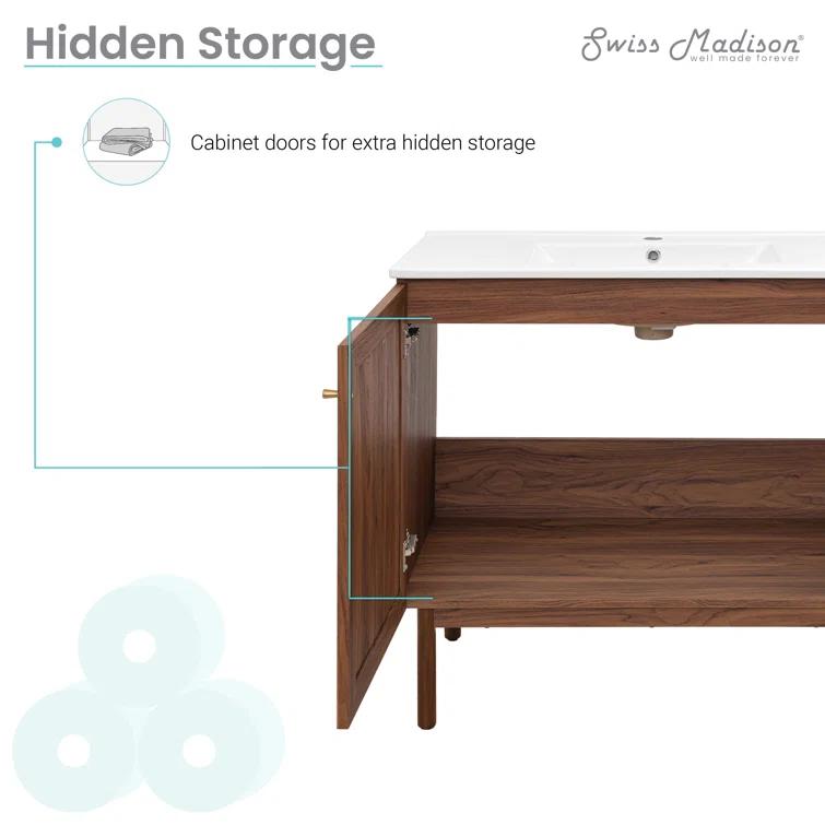 SM-BV663 Classe 36" Freestanding Bathroom Vanity in Golden Oak with Sink Top