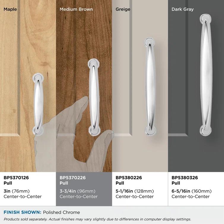 Kane 3-3/4 inch (96mm) Center-to-Center Polished Chrome Cabinet Pull