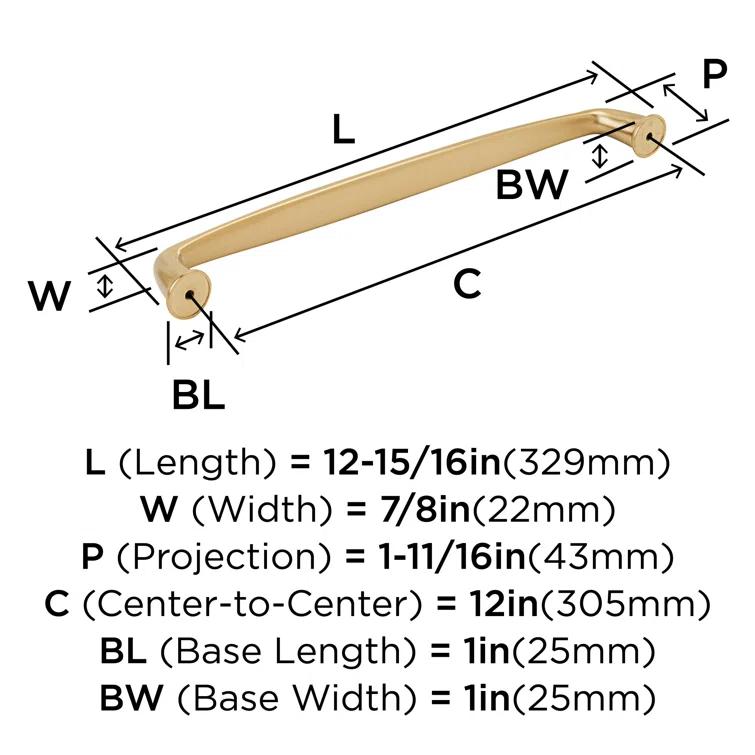 Kane 12 inch (305mm) Center-to-Center Champagne Bronze Appliance Pull