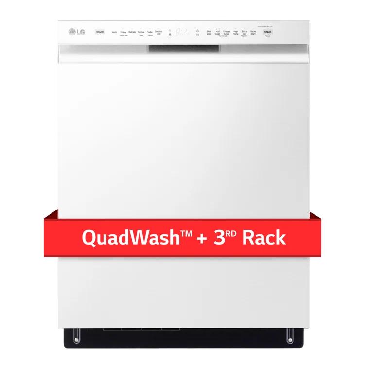 LG 24 in. PrintProof Stainless Steel Front Control Dishwasher with QuadWash, 3rd Rack & Dynamic Dry, 48 dBA